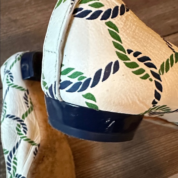 Tory Burch Blue and Green Flats with Nautical Bow, size 8 - Picture 7 of 10